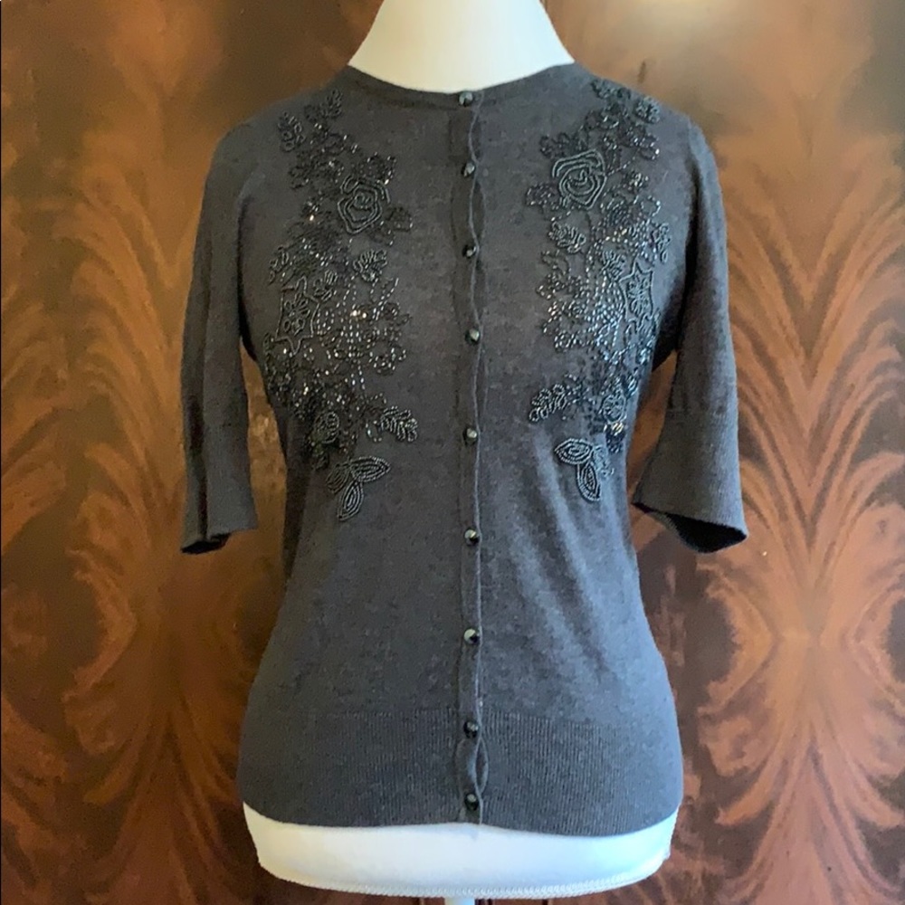 Dark grey beaded blouse
